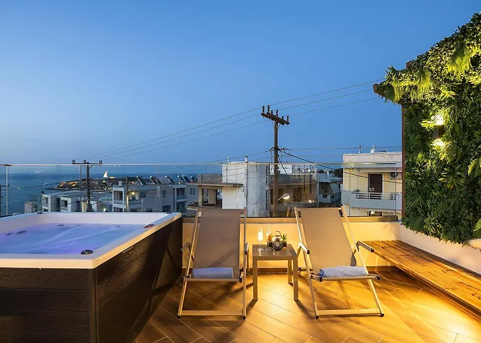 Private Rooftop Jacuzzi Sea View Walk To Rethimno