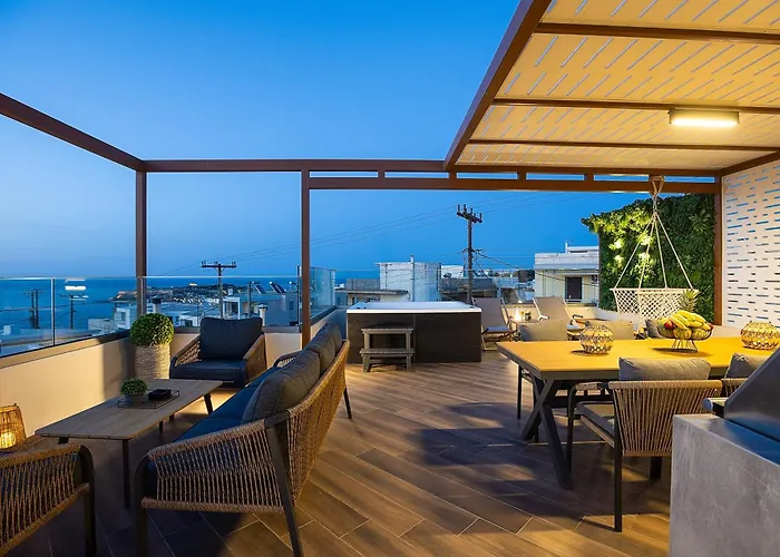 Private Rooftop Jacuzzi Sea View Walk To * Rethimno