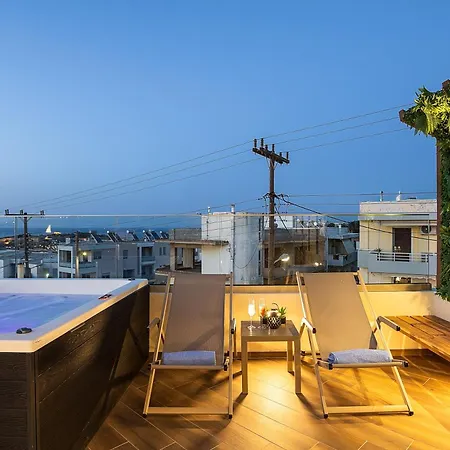 Private Rooftop Jacuzzi Sea View Walk To Réthimno